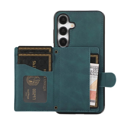 For Samsung Galaxy S24+ Case Grid Imprinted Kickstand Phone Cover with Shoulder Strap