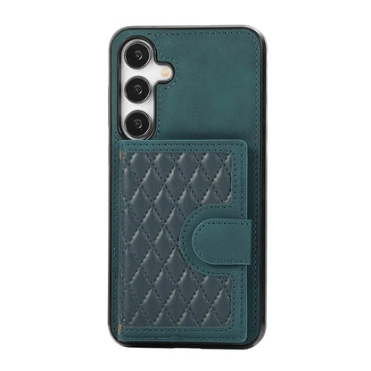 For Samsung Galaxy S24+ Case Grid Imprinted Kickstand Phone Cover with Shoulder Strap