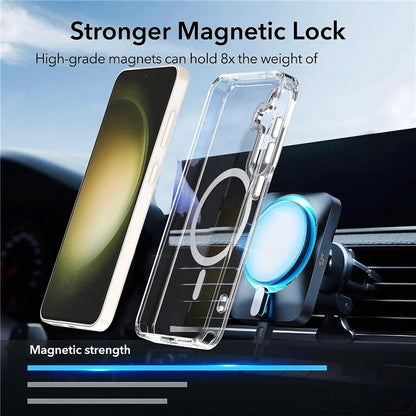 For Samsung Galaxy S24 Shockproof Case Compatible with MagSafe TPU+PC Clear Phone Case