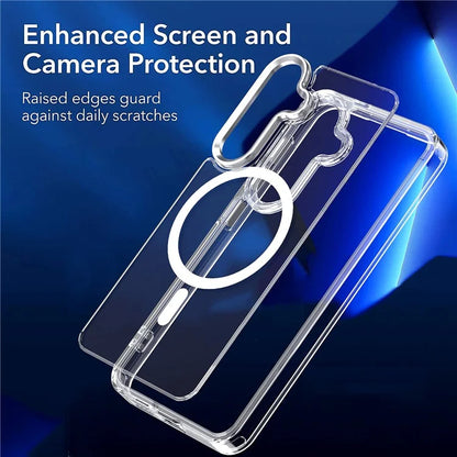 For Samsung Galaxy S24 Shockproof Case Compatible with MagSafe TPU+PC Clear Phone Case