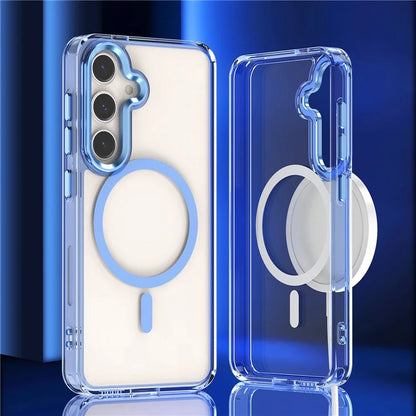 For Samsung Galaxy S24 Shockproof Case Compatible with MagSafe TPU+PC Clear Phone Case