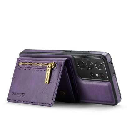 DG.MING M5 Series For Samsung Galaxy S21 Ultra 5G Phone Case Detachable Wallet Kickstand Cover