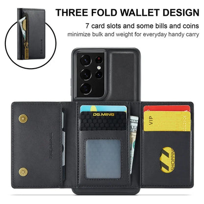 DG.MING M5 Series For Samsung Galaxy S21 Ultra 5G Phone Case Detachable Wallet Kickstand Cover