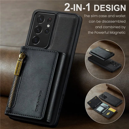 DG.MING M5 Series For Samsung Galaxy S21 Ultra 5G Phone Case Detachable Wallet Kickstand Cover