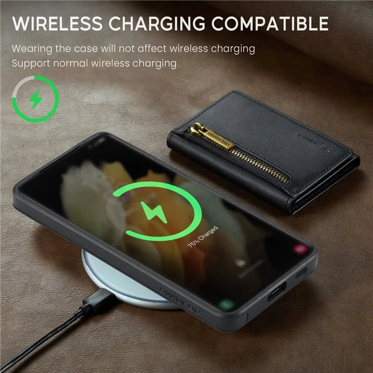 DG.MING M5 Series For Samsung Galaxy S21 Ultra 5G Phone Case Detachable Wallet Kickstand Cover