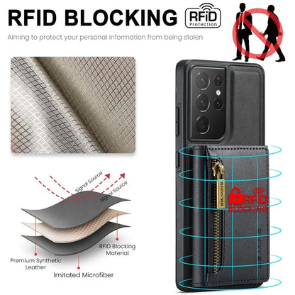 DG.MING M5 Series For Samsung Galaxy S21 Ultra 5G Phone Case Detachable Wallet Kickstand Cover