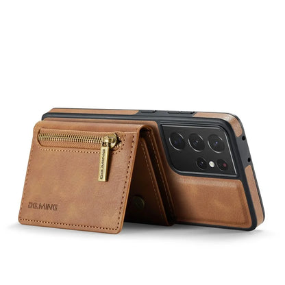 DG.MING M5 Series For Samsung Galaxy S21 Ultra 5G Phone Case Detachable Wallet Kickstand Cover