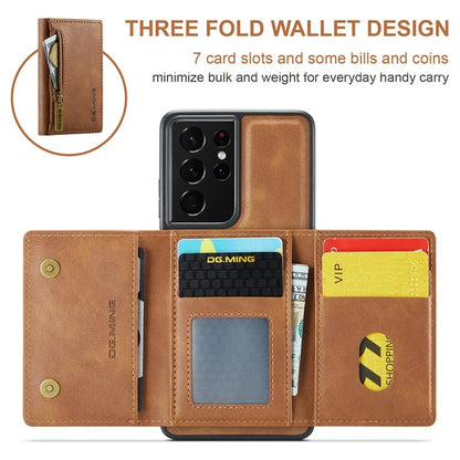 DG.MING M5 Series For Samsung Galaxy S21 Ultra 5G Phone Case Detachable Wallet Kickstand Cover