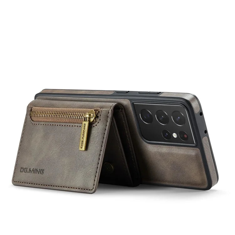 DG.MING M5 Series For Samsung Galaxy S21 Ultra 5G Phone Case Detachable Wallet Kickstand Cover