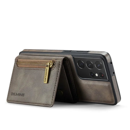 DG.MING M5 Series For Samsung Galaxy S21 Ultra 5G Phone Case Detachable Wallet Kickstand Cover