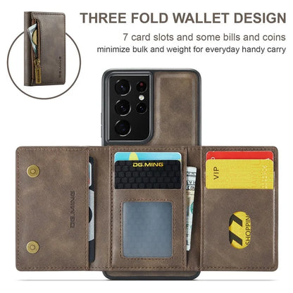 DG.MING M5 Series For Samsung Galaxy S21 Ultra 5G Phone Case Detachable Wallet Kickstand Cover