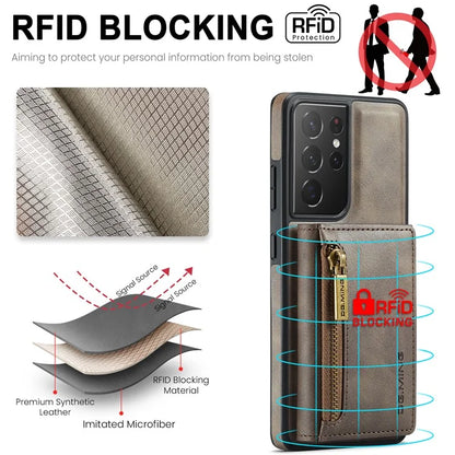 DG.MING M5 Series For Samsung Galaxy S21 Ultra 5G Phone Case Detachable Wallet Kickstand Cover