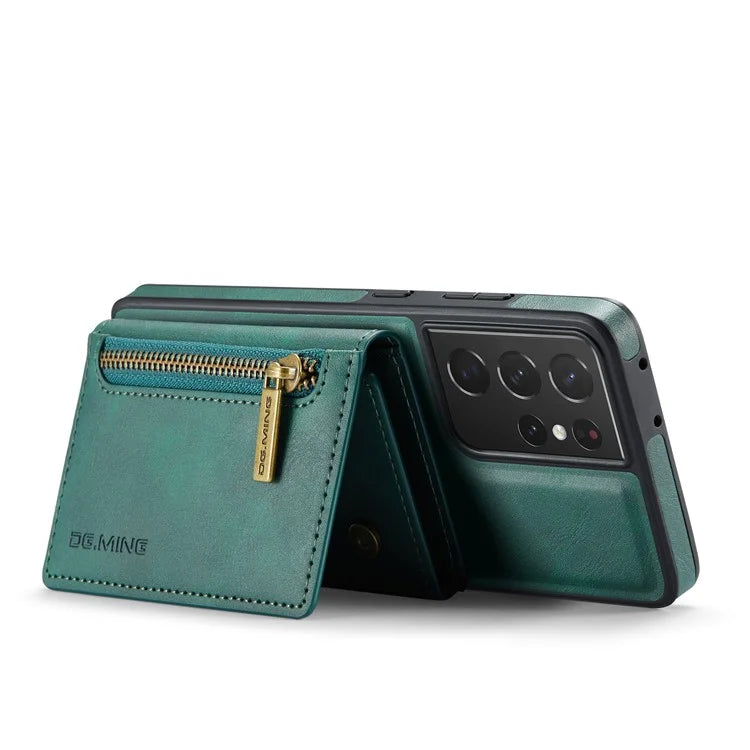 DG.MING M5 Series For Samsung Galaxy S21 Ultra 5G Phone Case Detachable Wallet Kickstand Cover