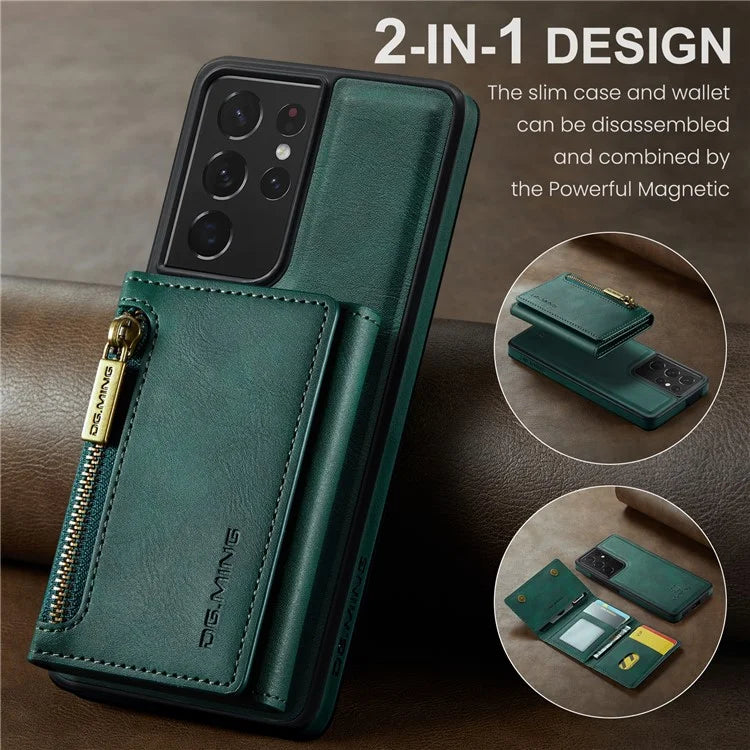 DG.MING M5 Series For Samsung Galaxy S21 Ultra 5G Phone Case Detachable Wallet Kickstand Cover
