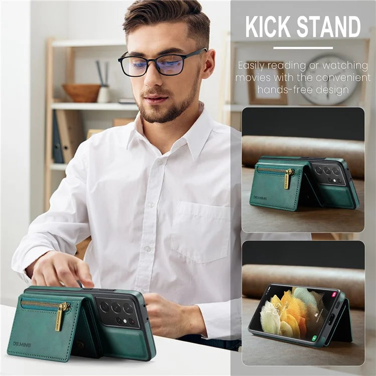 DG.MING M5 Series For Samsung Galaxy S21 Ultra 5G Phone Case Detachable Wallet Kickstand Cover