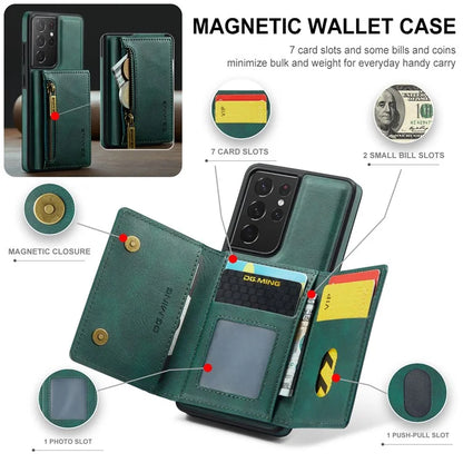 DG.MING M5 Series For Samsung Galaxy S21 Ultra 5G Phone Case Detachable Wallet Kickstand Cover