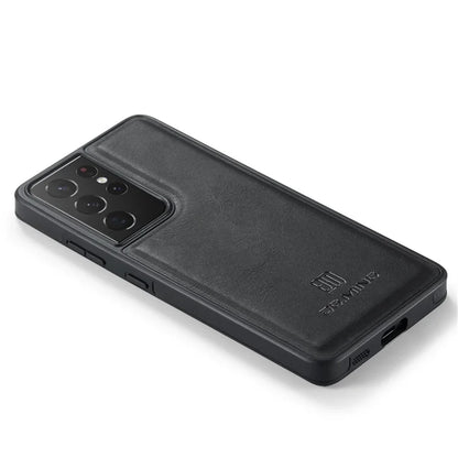 DG.MING For Samsung Galaxy S21 Ultra 5G Phone Case Leather Coated PC+TPU Shell Cover