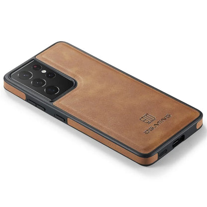 DG.MING For Samsung Galaxy S21 Ultra 5G Phone Case Leather Coated PC+TPU Shell Cover