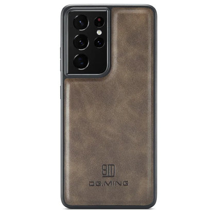 DG.MING For Samsung Galaxy S21 Ultra 5G Phone Case Leather Coated PC+TPU Shell Cover