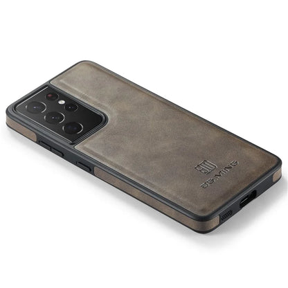 DG.MING For Samsung Galaxy S21 Ultra 5G Phone Case Leather Coated PC+TPU Shell Cover