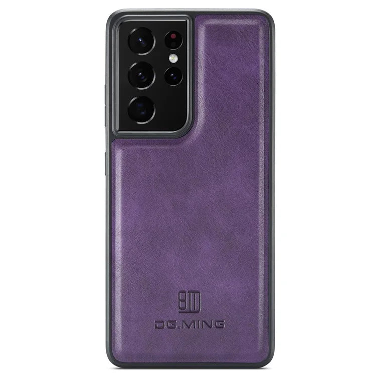 DG.MING For Samsung Galaxy S21 Ultra 5G Phone Case Leather Coated PC+TPU Shell Cover
