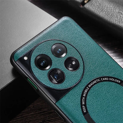 For OnePlus 12 5G Case PU Leather+TPU Phone Back Cover Compatible with MagSafe