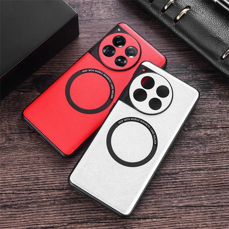 For OnePlus 12 5G Case PU Leather+TPU Phone Back Cover Compatible with MagSafe