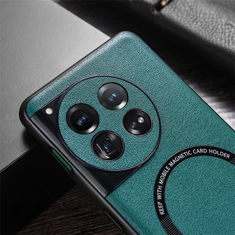 For OnePlus 12 5G Case PU Leather+TPU Phone Back Cover Compatible with MagSafe
