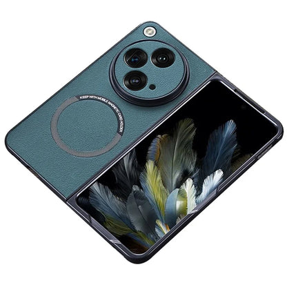 For OnePlus Open Magnetic Phone Case PU Leather+TPU Cover Compatible with MagSafe