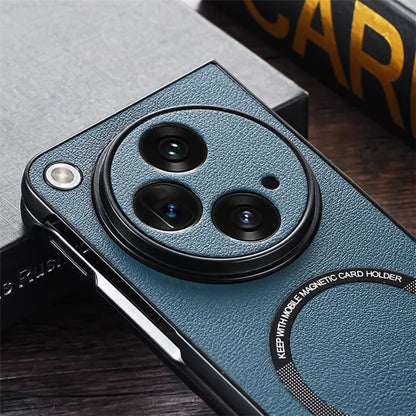For OnePlus Open Magnetic Phone Case PU Leather+TPU Cover Compatible with MagSafe