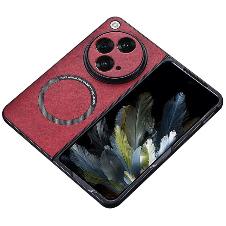 For OnePlus Open Magnetic Phone Case PU Leather+TPU Cover Compatible with MagSafe