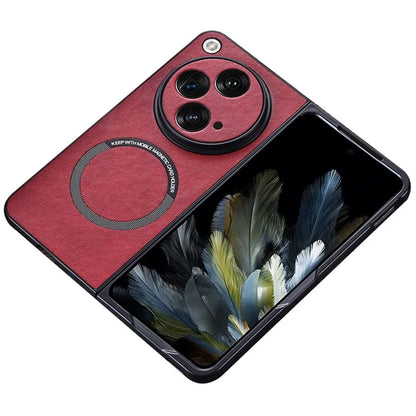 For OnePlus Open Magnetic Phone Case PU Leather+TPU Cover Compatible with MagSafe