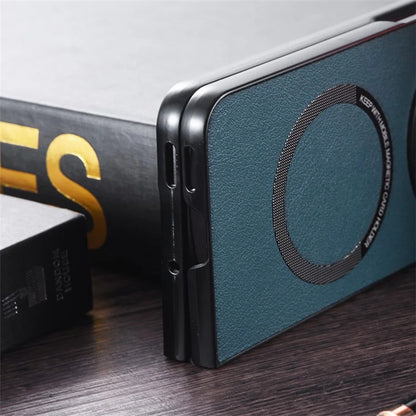 For OnePlus Open Magnetic Phone Case PU Leather+TPU Cover Compatible with MagSafe