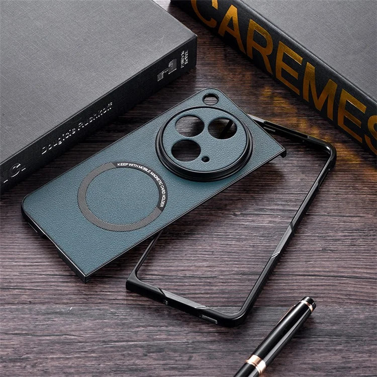 For OnePlus Open Magnetic Phone Case PU Leather+TPU Cover Compatible with MagSafe