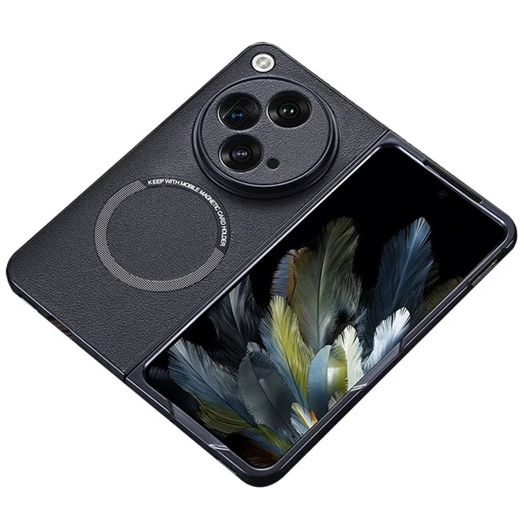 For OnePlus Open Magnetic Phone Case PU Leather+TPU Cover Compatible with MagSafe