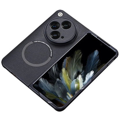 For OnePlus Open Magnetic Phone Case PU Leather+TPU Cover Compatible with MagSafe