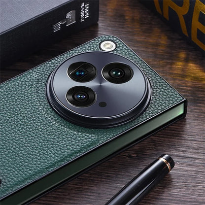 For OnePlus Open Case Litchi Texture PU Leather PC Phone Back Cover with Kickstand