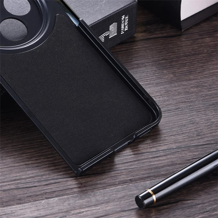 For OnePlus Open Case Litchi Texture PU Leather PC Phone Back Cover with Kickstand