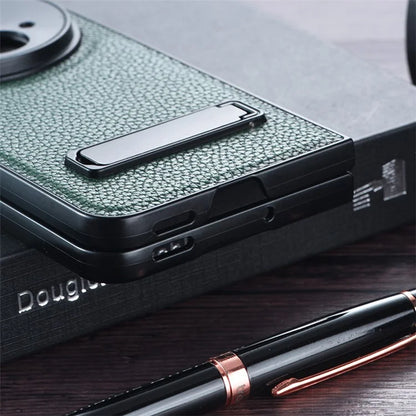 For OnePlus Open Case Litchi Texture PU Leather PC Phone Back Cover with Kickstand