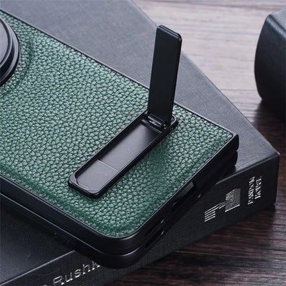 For OnePlus Open Case Litchi Texture PU Leather PC Phone Back Cover with Kickstand