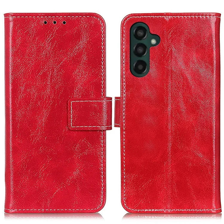 For Samsung Galaxy A35 5G Leather Case Stand PU Leather Crazy Horse Texture Phone Cover