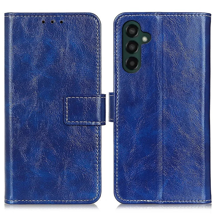 For Samsung Galaxy A35 5G Leather Case Stand PU Leather Crazy Horse Texture Phone Cover