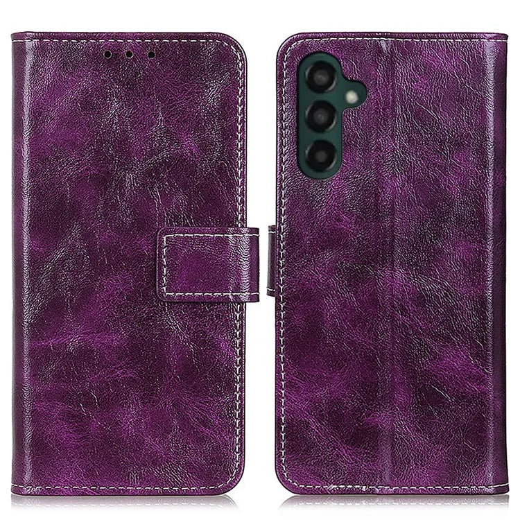 For Samsung Galaxy A35 5G Leather Case Stand PU Leather Crazy Horse Texture Phone Cover
