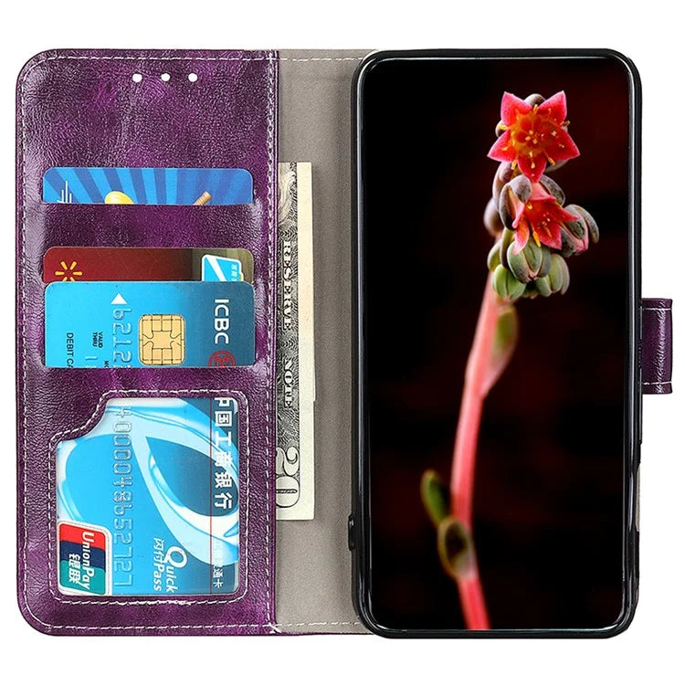 For Samsung Galaxy A35 5G Leather Case Stand PU Leather Crazy Horse Texture Phone Cover