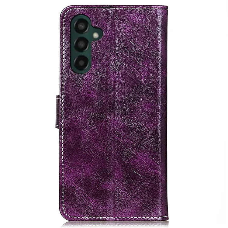 For Samsung Galaxy A35 5G Leather Case Stand PU Leather Crazy Horse Texture Phone Cover