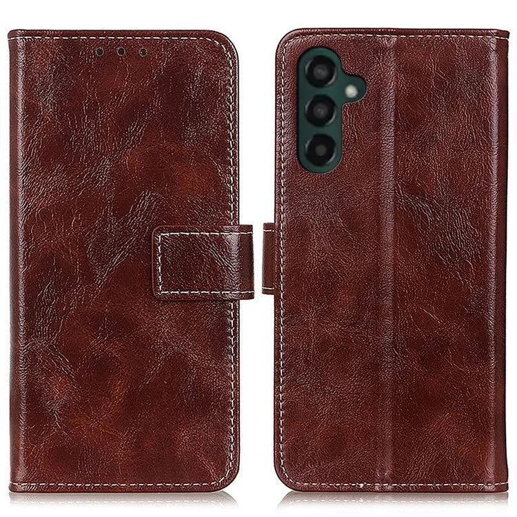 For Samsung Galaxy A35 5G Leather Case Stand PU Leather Crazy Horse Texture Phone Cover