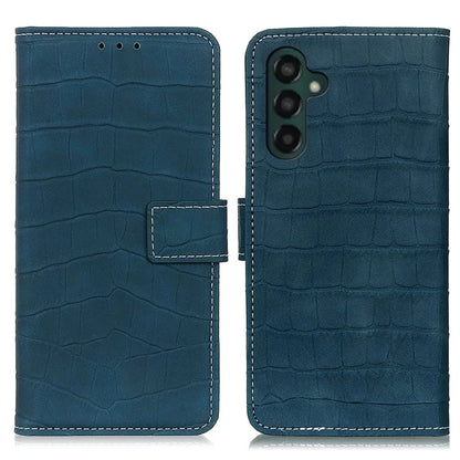 For Samsung Galaxy A35 5G PU Leather Case Crocodile Texture Phone Wallet Cover Standish Green