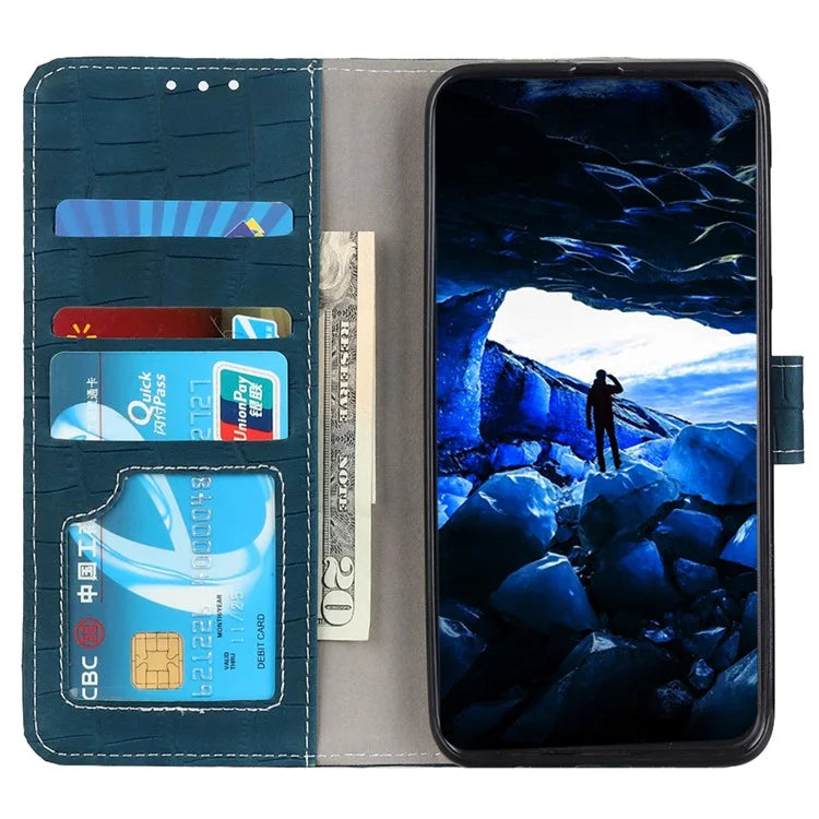 For Samsung Galaxy A35 5G PU Leather Case Crocodile Texture Phone Wallet Cover Standish Green