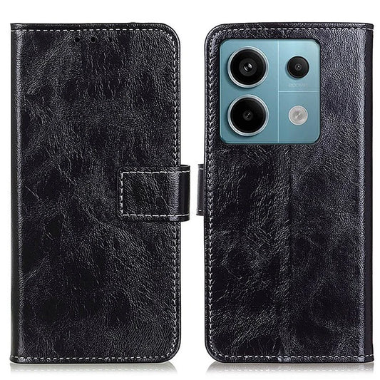 For Xiaomi Redmi Note 13 Pro 5G / Poco X6 5G Cell Phone Case Folio Flip Crazy Horse Texture Leather Cover