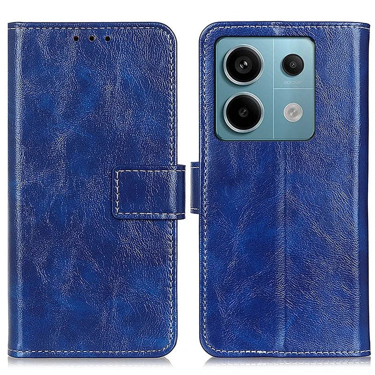 For Xiaomi Redmi Note 13 Pro 5G / Poco X6 5G Cell Phone Case Folio Flip Crazy Horse Texture Leather Cover